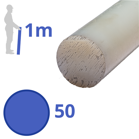 nylon massief wit rond 50mm, lengte 1000mm
