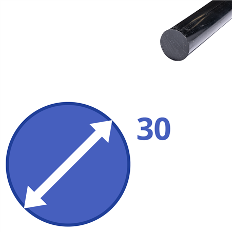 POM rond 30mm (zwart), lengte 1m