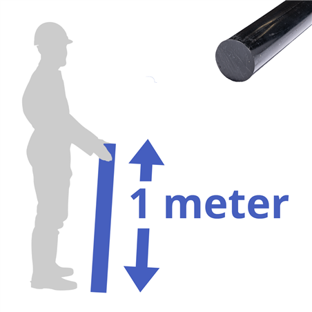 POM rond 40mm (zwart), lengte 1m