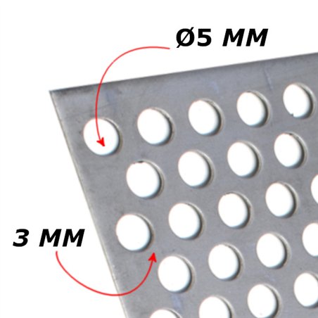 Geperforeerd Rvs 500x1000x1,5mm Rond 5mm