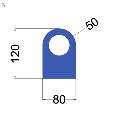 Hijsoog groot 120 x 80 x 10mm met gat 50mm